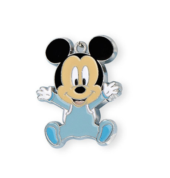 Bomboniera Charm in metallo Disney Mickey baby azzurro mm.33