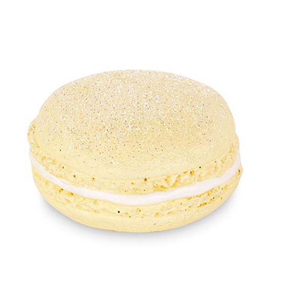 Bomboniera Magnete in resina a forma di Macaron giallo con glitter diam. cm. 4