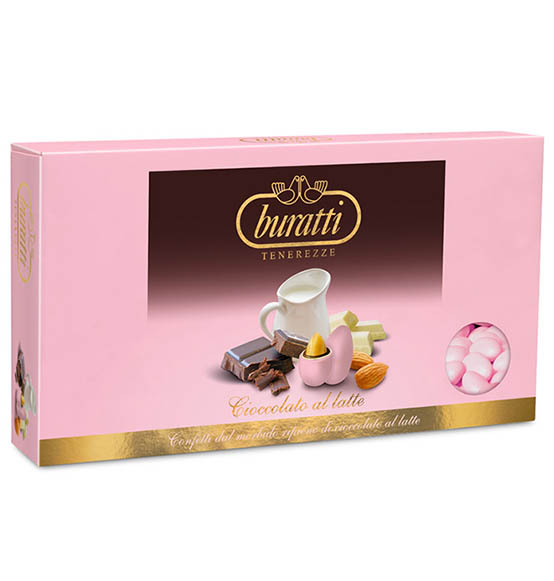 Confetti Buratti ciocco/mandorla rosa 1kg.