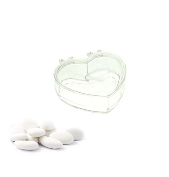 Scatolina a forma di cuore in plastica trasparente con cerniera mm. 60x30
