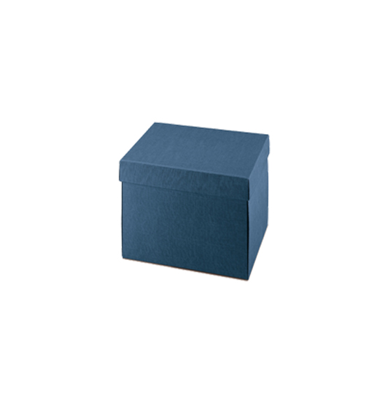 Scatola in cartone juta blu fondo + coperchio mm. 200x200x110