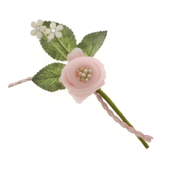 1 Pz. Decorazione chiudipacco fiore rosa artificiale cm 11