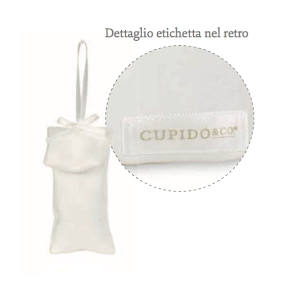 Sacchettino bustina portaconfetti in raso bianco con fiocchetto mm. 35x75