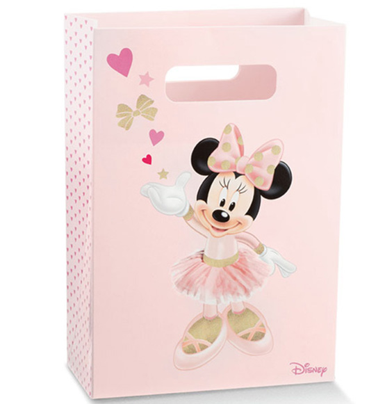 Shoppers sacchetto Disney Minnie Ballerina con glitter Battesimo Nascita  L16xP7,5x23H cm