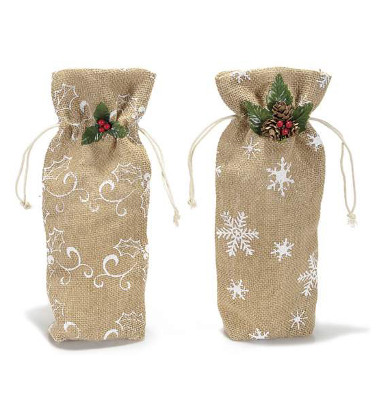6Pz Sacchetti natalizi in juta porta bottiglia o porta doni cm13,5x30H (al  tirante22,5), Scatole Discount.it - Trasparenti, in cartone,  portabottiglie, portaconfetti, nastri, bomboniere e ragali