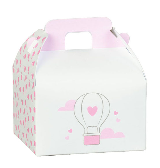 10pz. Scatola portaconfetti a forma di valigetta linea "Balloon" rosa mm.  70x60x43, Scatole Discount.it - Trasparenti, in cartone, portabottiglie,  portaconfetti, nastri, bomboniere e ragali