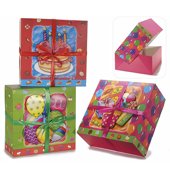 12pz. Scatola per dolci o regalo in carta colorata con stampe in 3D, Scatole  Discount.it - Trasparenti, in cartone, portabottiglie, portaconfetti,  nastri, bomboniere e ragali
