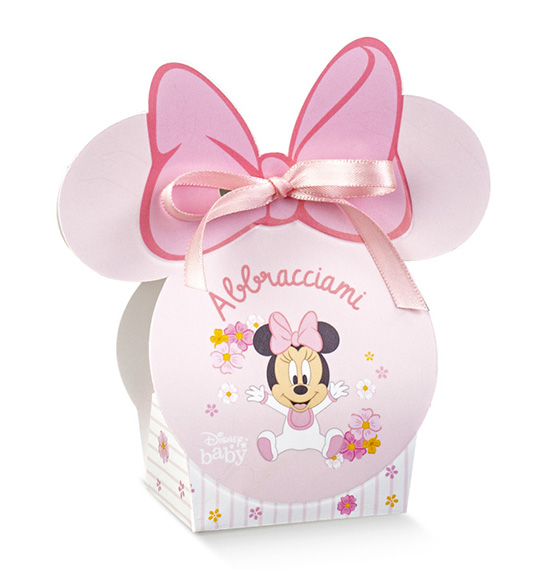 10pz. Scatolina Portaconfetti Sagoma Disney Minnie Baby rosa