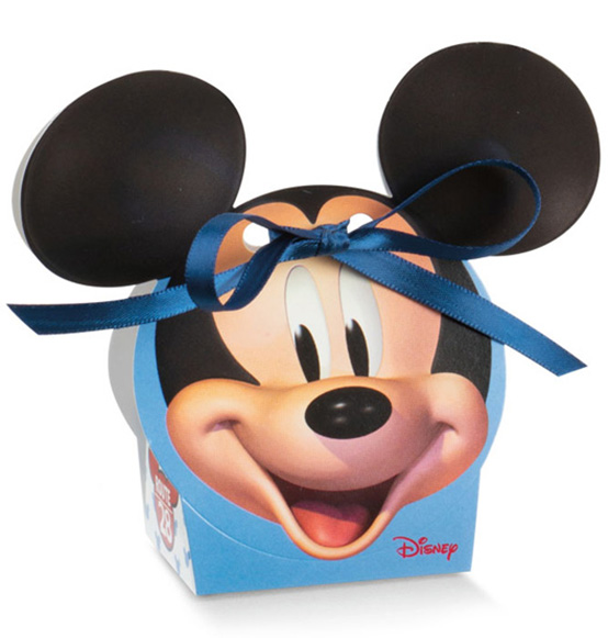 Scatola Portaconfetti topolino Mickey go tonda con orecchie Disney Battesimo Nascita mm. 55X40X105