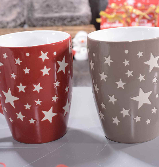 Set 6 pz. Tazze mug in ceramica con stelle decorative, Scatole Discount.it  - Trasparenti, in cartone, portabottiglie, portaconfetti, nastri,  bomboniere e ragali