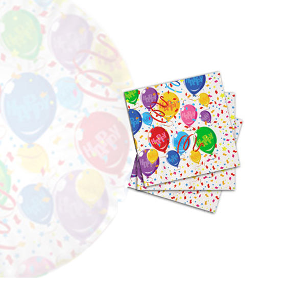 20pz. Tovaglioli happy balloons in carta cm. 33x33