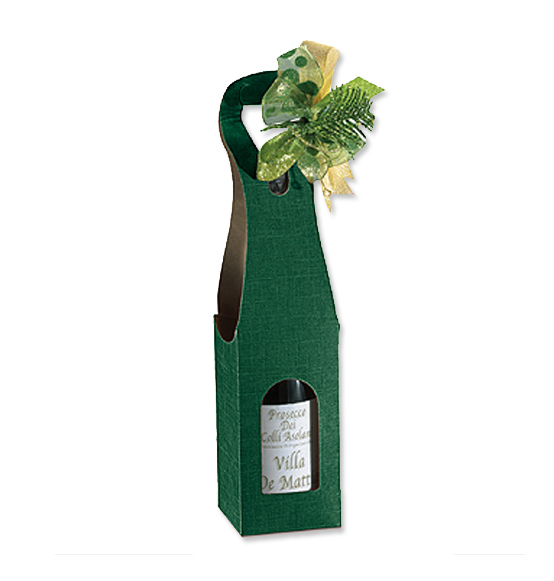 Scatola bag seta verde 1 bottiglia mm. 90x90x410