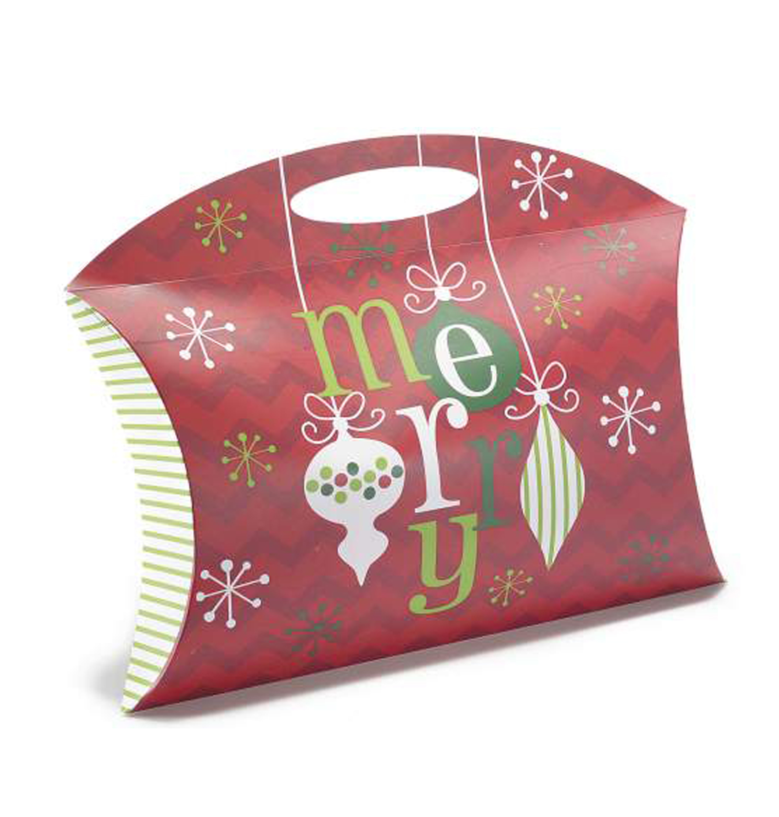 20Pz. Confezione da regalo natalizia a cuscino in carta colorata con manico cm34x7,2x20H